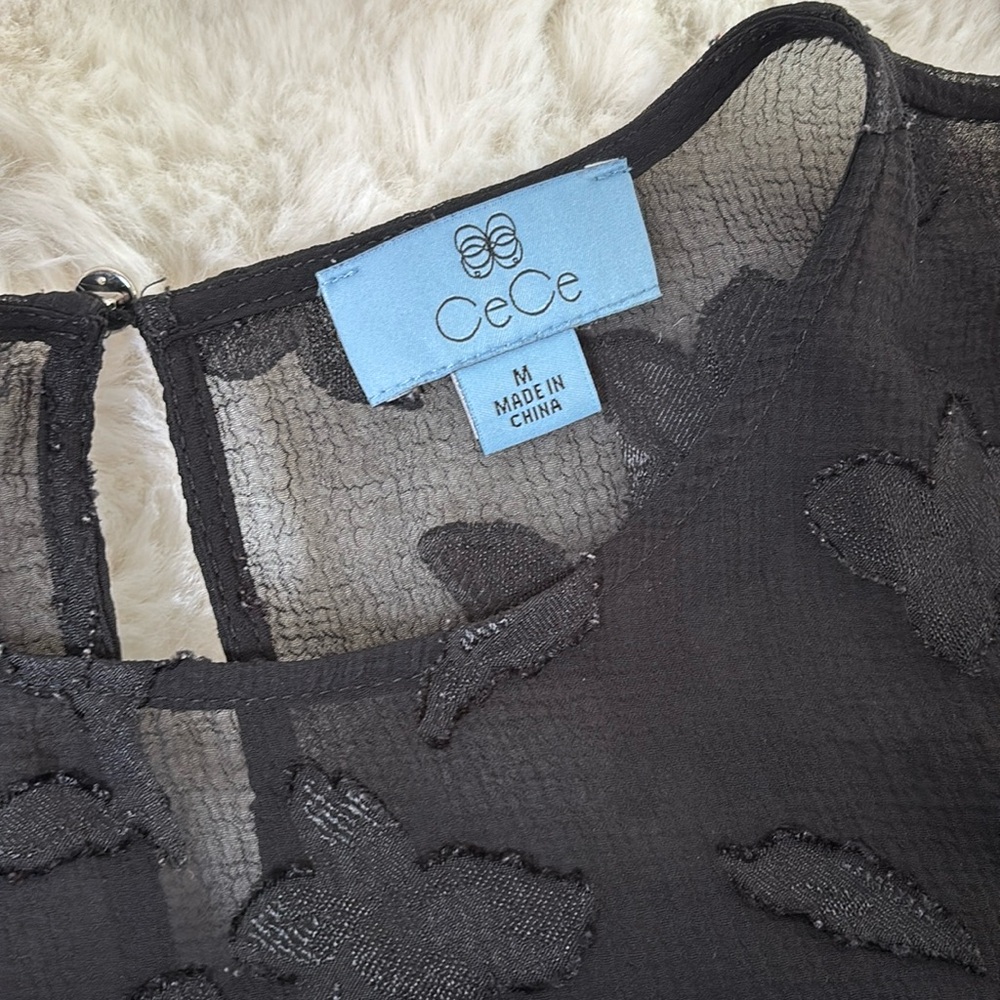 CeCe Black Ruffled Blouse - Picture 2 of 3